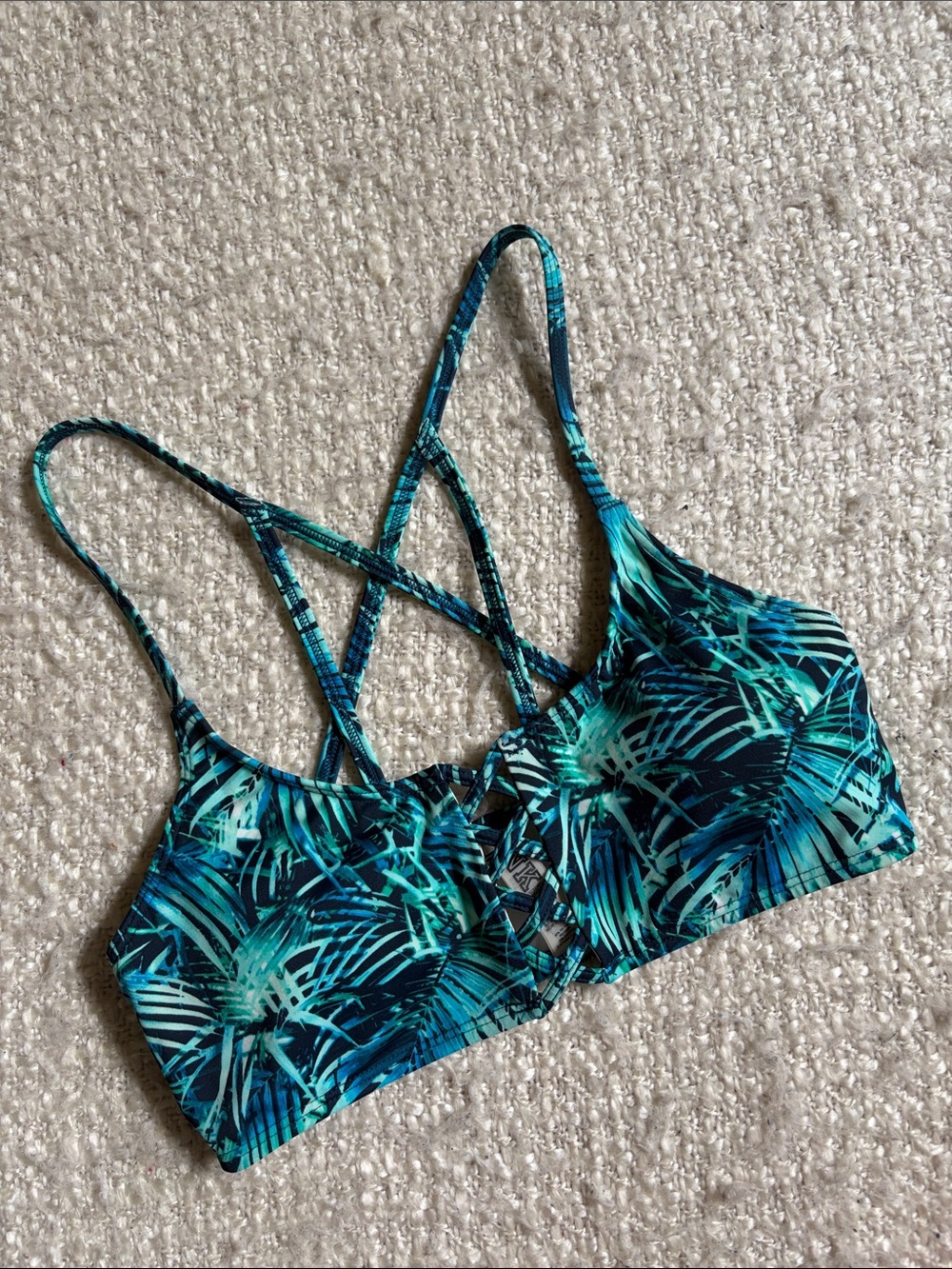 🌿 VICTORIAS SECRET PINK WOMENS SIZE SMALL TROPICAL PRINT BIKINI TOP